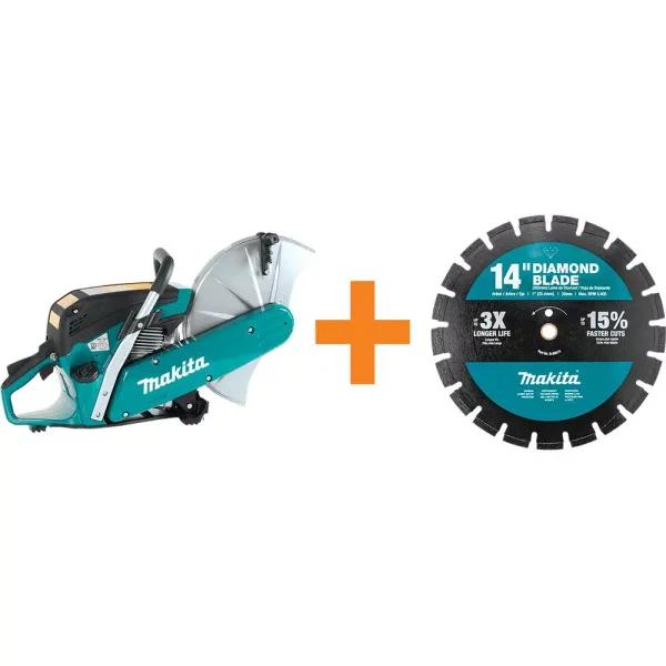 Makita 14 in. 61 cc Gas Power Cutter with Bonus 14 in. Segmented Rim Diamond Blade