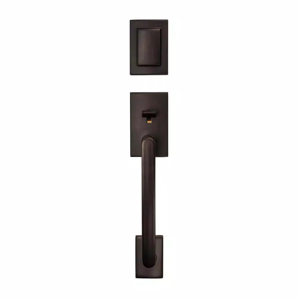 Baldwin Prestige Spyglass Single Cylinder Venetian Bronze Door Handleset with Square Lever