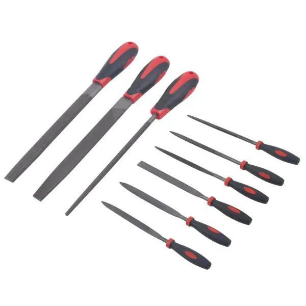 KING 9-Piece Steel File and Rasp Set with Cushioned Grip