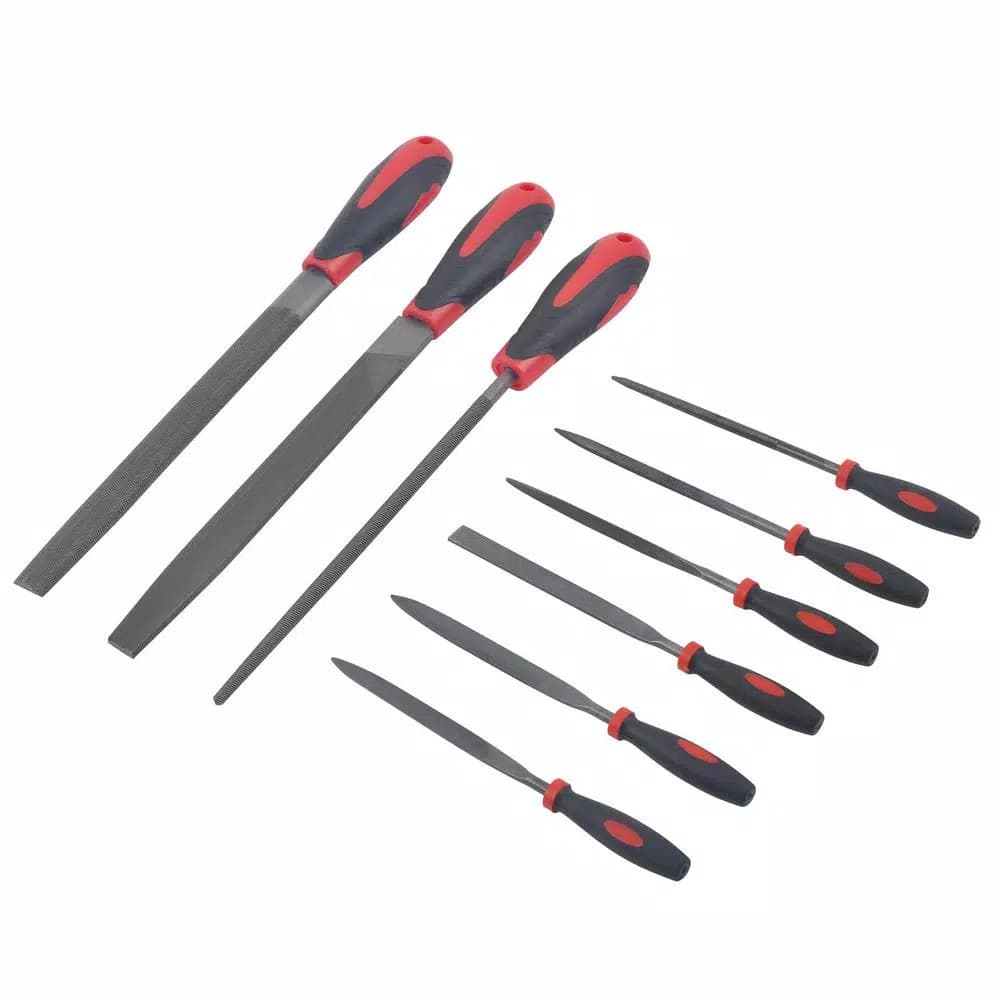 KING 9-Piece Steel File and Rasp Set with Cushioned Grip