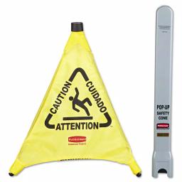 Rubbermaid Commercial Products Rubbermaid Commercial 20 in. Multi-Lingual Pop-Up Wet Floor Safety Cone, Yellow thumbnail 1