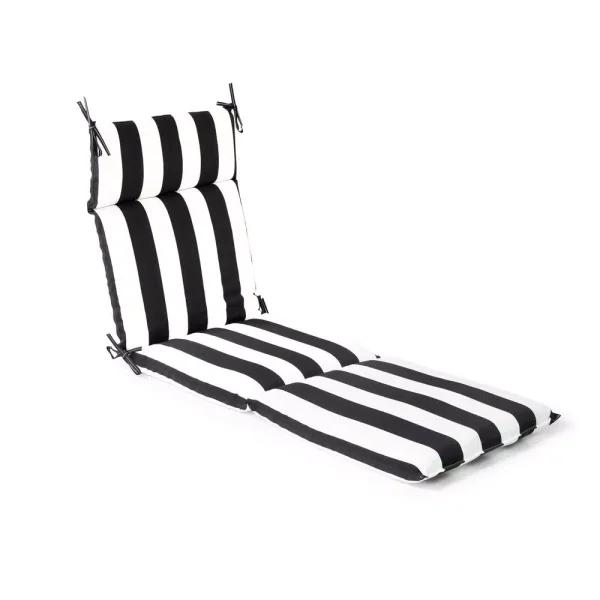 Unbranded Black Cabana Stripe Outdoor Chaise Lounge Cushion, 21.5 in. x 72 in.