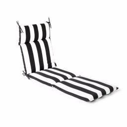 Unbranded Black Cabana Stripe Outdoor Chaise Lounge Cushion, 21.5 in. x 72 in. thumbnail 1