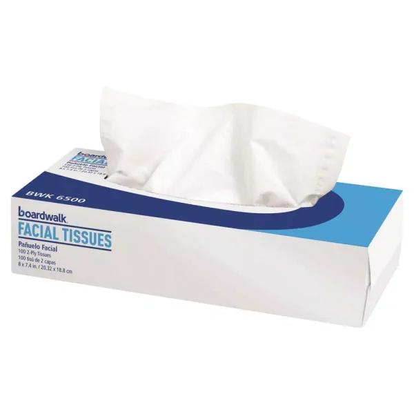 Boardwalk Office Packs Facial Tissue Flat Box, 2-Ply, 100 Sheets per Box, 30 Boxes per Carton