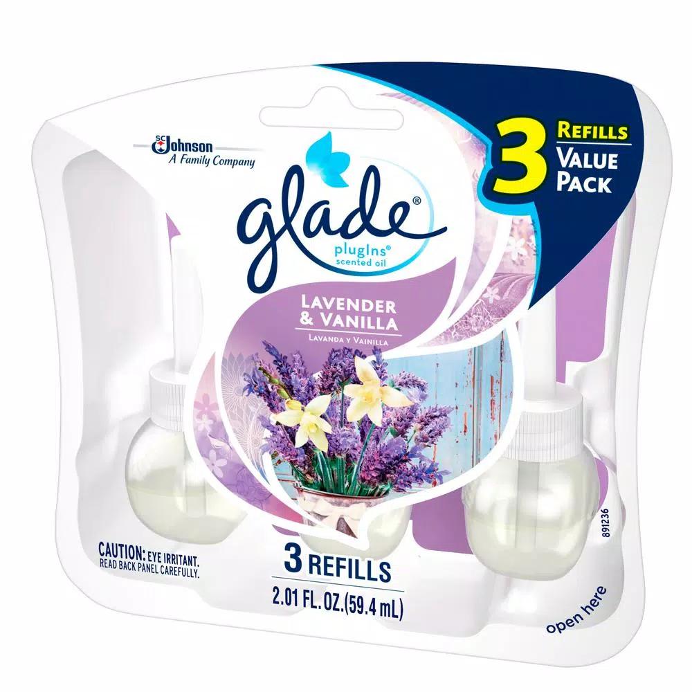Glade PlugIns Scented Oil Air Freshener Refills, Lavender and Vanilla, 3-Pack
