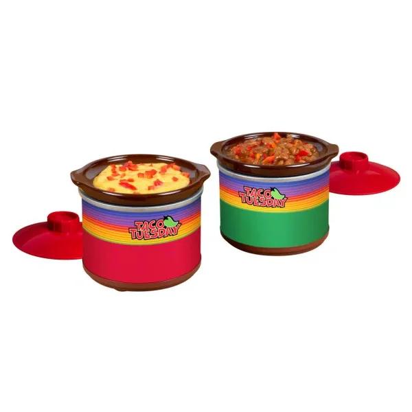 Taco Tuesday Mini Fiesta Dippers .65 Qt. Slow Cooker with Removable Ceramic Pot, Red