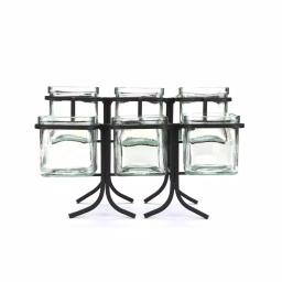 Mind Reader 6-Compartment Black Metal Condiment Server with 6 Removable 8 oz Glass Jars thumbnail 1