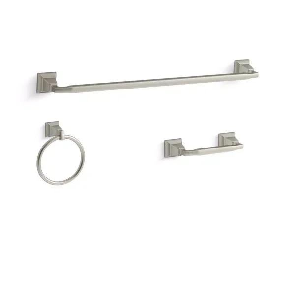 KOHLER Kallan 3-Piece Bathroom Hardware Set, Vibrant Brushed Nickel