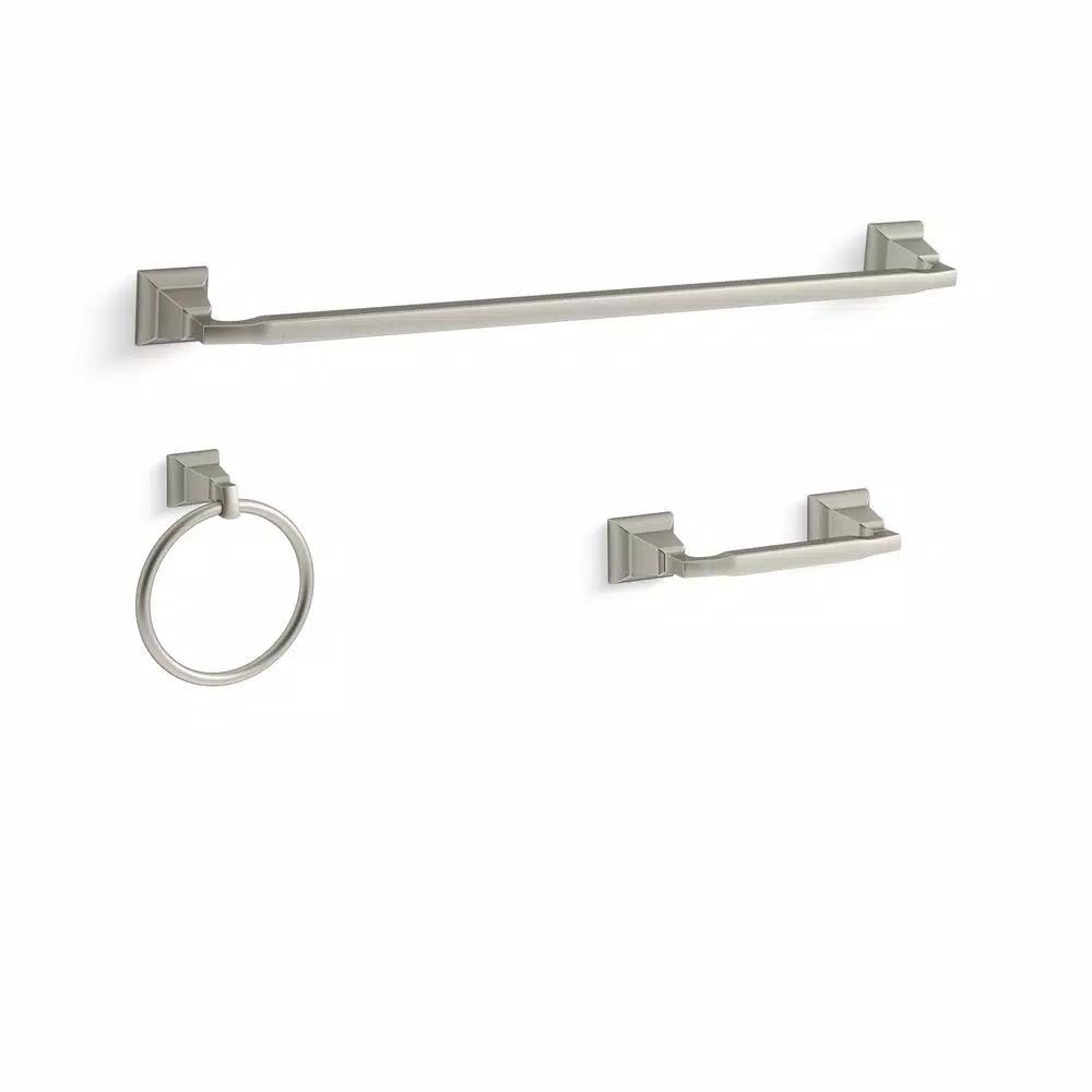 KOHLER Kallan 3-Piece Bathroom Hardware Set, Vibrant Brushed Nickel