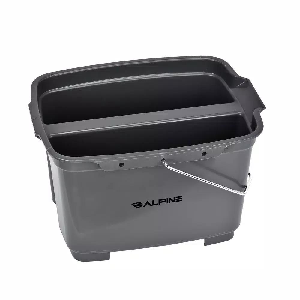Alpine Industries 19.5 Qt. Divided Plastic Cleaning Caddy with Metal Handle, Gray