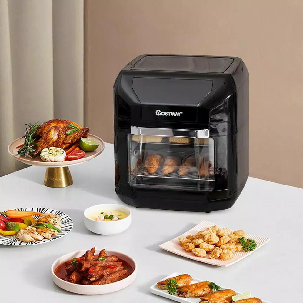 Costway 10.6 Qt. Black Air Fryer Oven with Rotisserie, 1700W Digital Air Fryer with 7 Presets