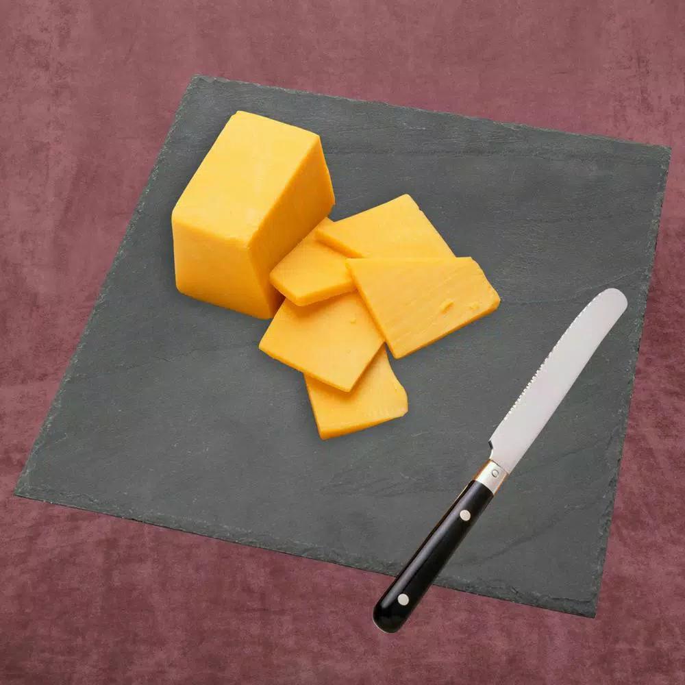 Creative Home Natural Black Slate 12 in. x 12 in. Square Serving Board and Cheese Platter