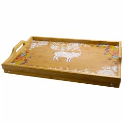 Urban Market Life On The Farm Bamboo Bed Tray with Foldable Legs and Floral Pig Design thumbnail 1