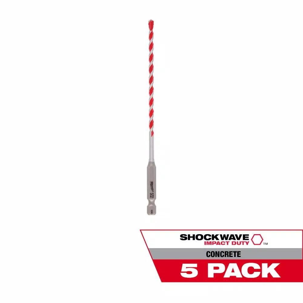 Milwaukee SHOCKWAVE 5/32 in. Carbide Hammer Drill Bits, 5-Pack