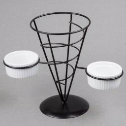 Creative Home Black Iron Wire French Fry Holder Set with 2 Ceramic Ramekins for Dipping Sauce thumbnail 2