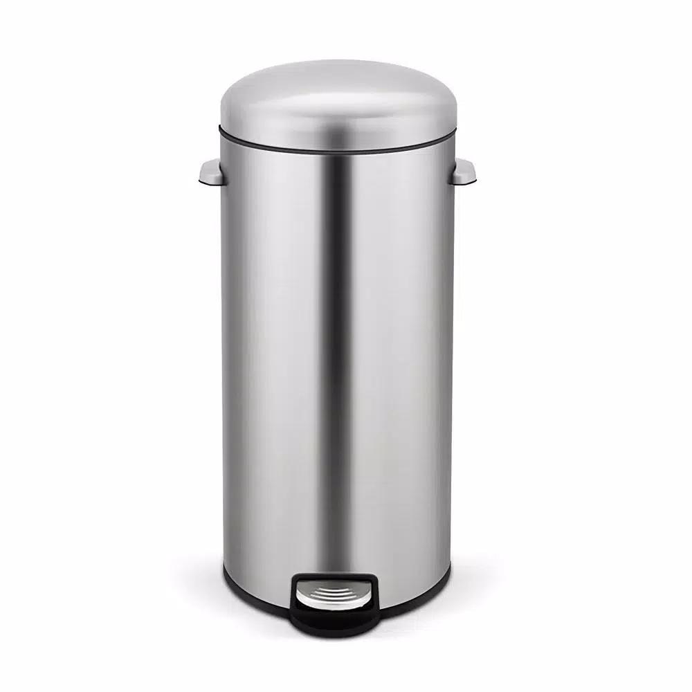 Innovaze Stainless Steel Round Step-On Trash Can Set, 8 Gal. and 1.3 Gal. Fingerprint Resistant