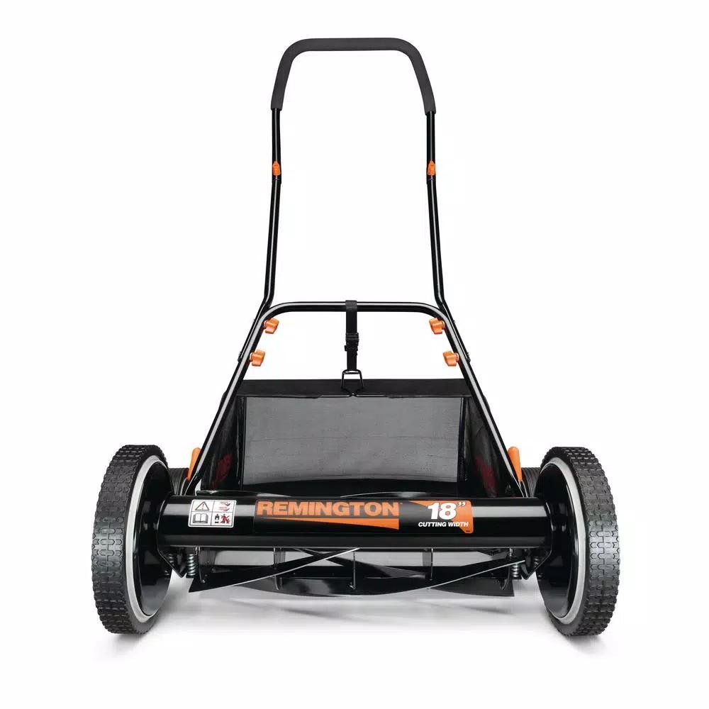Remington 18 in. Manual Walk Behind Reel Lawn Mower with Bagger and 9-Position Height Adjustment