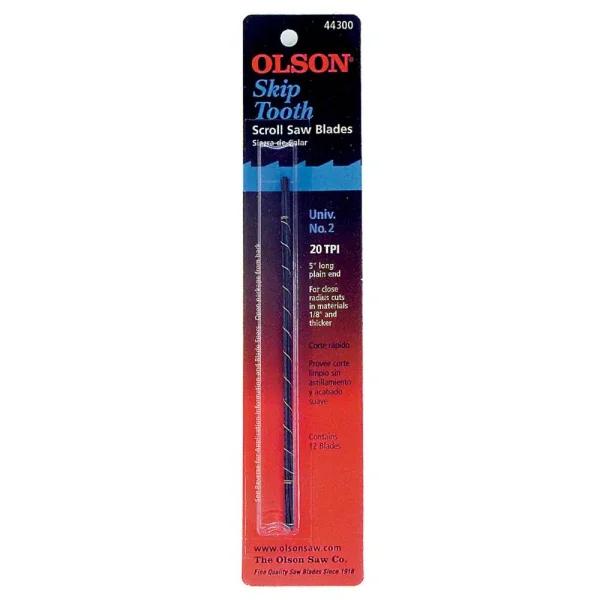 Olson Saw 5 in. Skip Tooth Scroll Saw Blades, 20 TPI, High Carbon Steel, 12-Pack