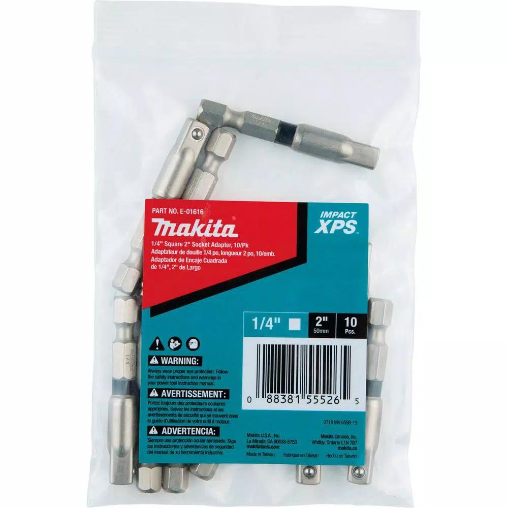 Makita ImpactXPS 1/4 in. Square 2 in. Socket Adapter Bulk (10-Pack)