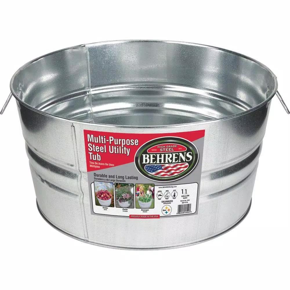 Behrens 11 Gal. Galvanized Steel Round Utility Tub and Planter