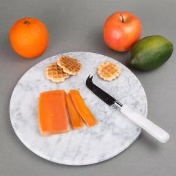 Creative Home 12 in. Natural Off-White Marble Round Serving Board for Cheese, Dessert, and Cake thumbnail 4