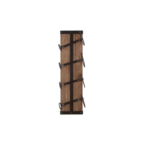 StyleWell 4-Bottle Vertical Wall Mounted Wine Rack, Black and Natural Wood