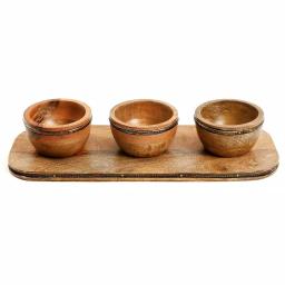 Gibson Elite Pinehurst 3-Piece Wood Condiment Bowls and Tray Set thumbnail 4