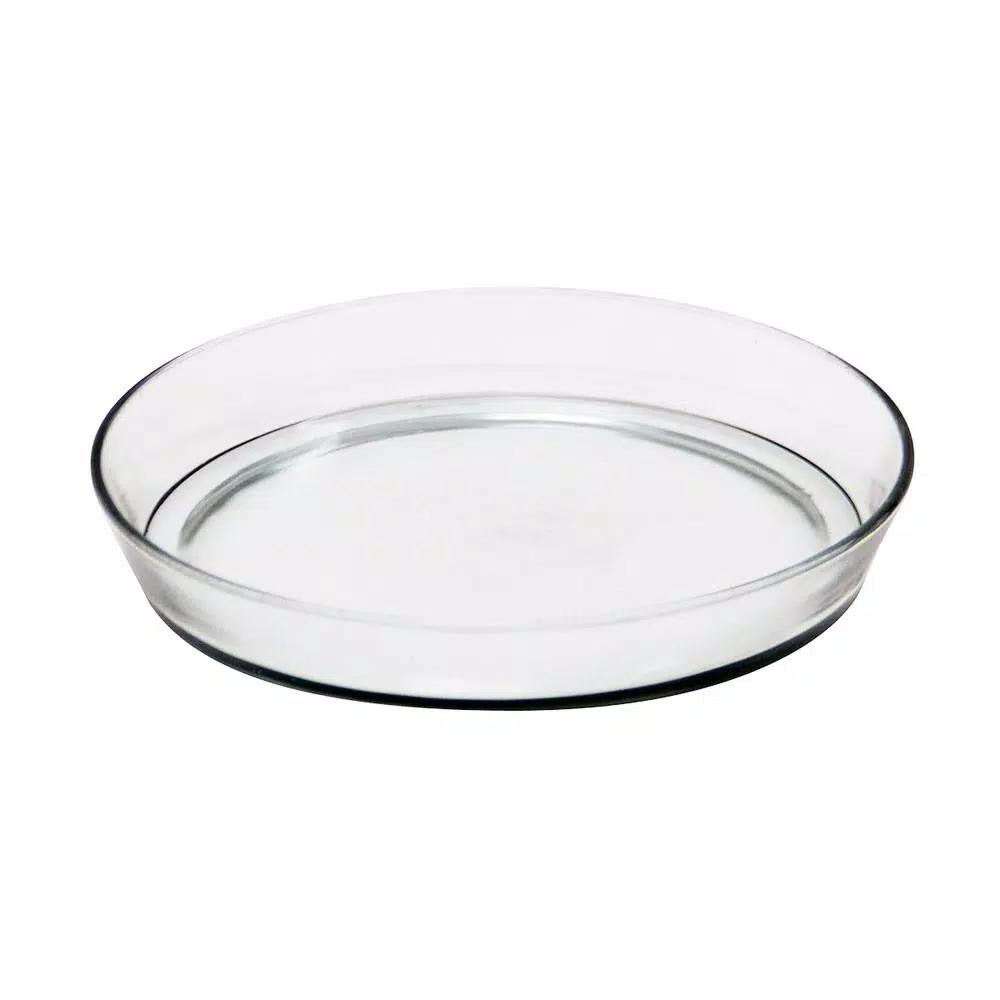 Achla Designs 10.5 in. Round Clear Glass Tray for Gardening and Serving