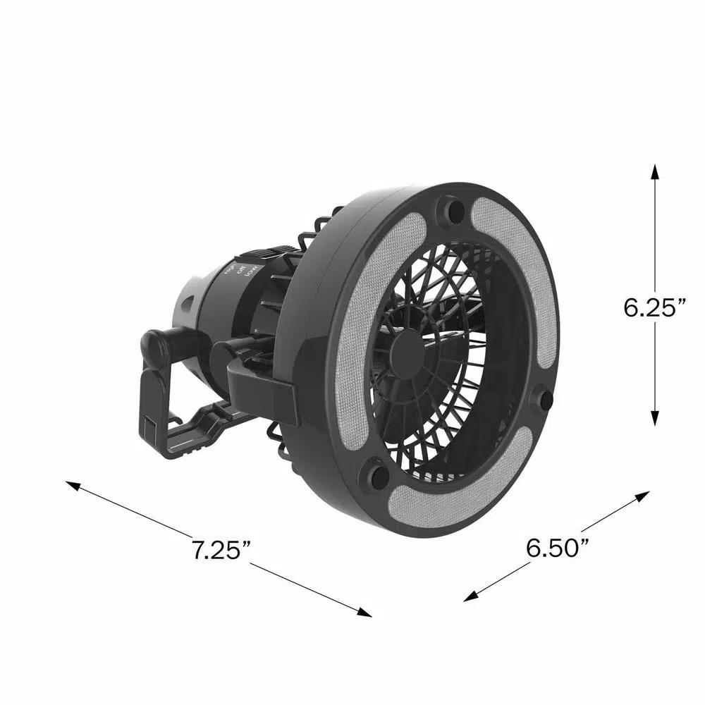 Wakeman Outdoors 2-in-1 LED Camping Lantern and Ceiling Fan, Black