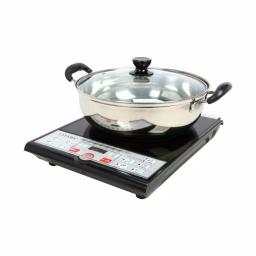 Tayama 1500W Single Burner 8 in. Black Induction Hot Plate with Shabu Cooking Pot thumbnail 2