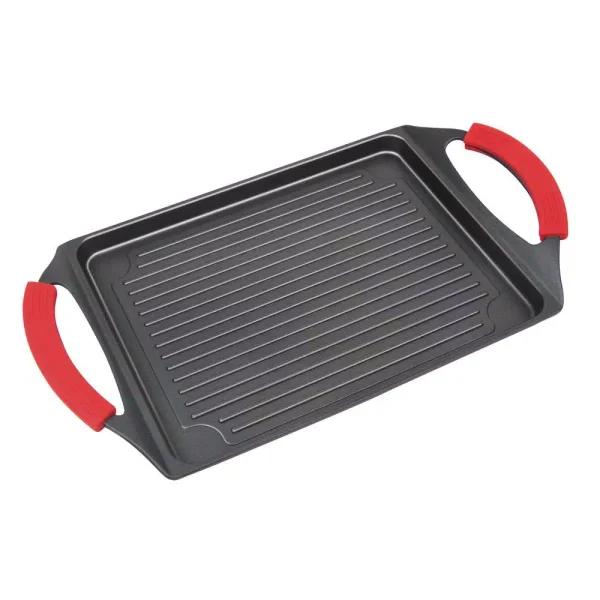 MasterPan 17 in. Cast Aluminum Nonstick Grill Pan, Black