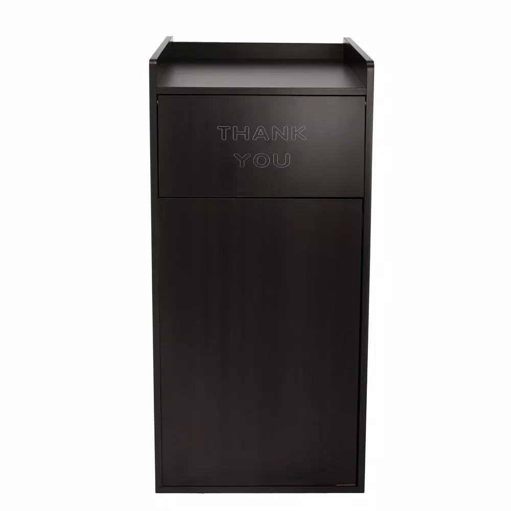 Alpine Industries 40 Gal. Black Wood Commercial Tray Top Waste Enclosure Trash Receptacle