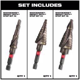 Milwaukee SHOCKWAVE Impact Duty Titanium Step Bit Kit, 3-Piece thumbnail 2