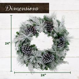 Fraser Hill Farm 24 in. Artificial Christmas Wreath with Oversized Pinecones and Flocked Snow thumbnail 2
