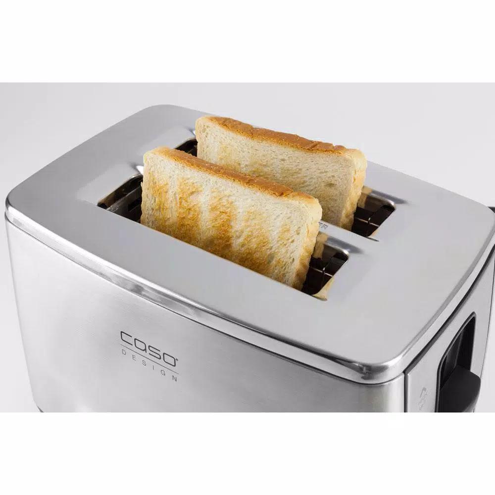 CASO Design Inox 2-Slice Stainless Steel Wide Slot Toaster with LED Display