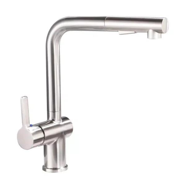 Vanity Art Brushed Nickel Single-Handle Pull Out Kitchen Faucet with 360 Degree Swivel Spout