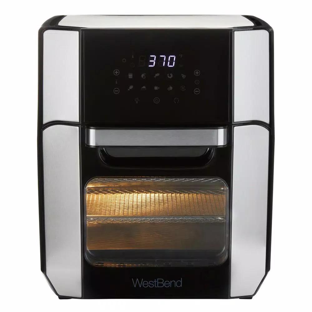 West Bend 12.6 QT XL Air Fryer Oven with Rotisserie, 10 Presets & Cyclonic Crisping Technology, Black