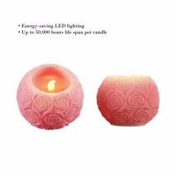 Lavish Home Rose Embossed Ball LED Flameless Candle with Remote, Rose Scented Real Wax thumbnail 3