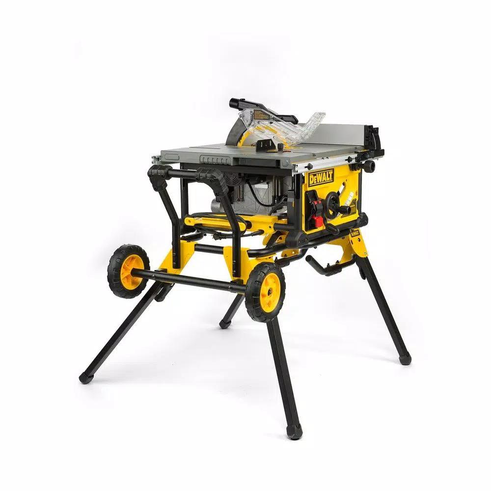 DEWALT 10 in. Job Site Table Saw with Rolling Stand & Bonus ATOMIC 20V MAX 1/2 in. Drill Driver Kit