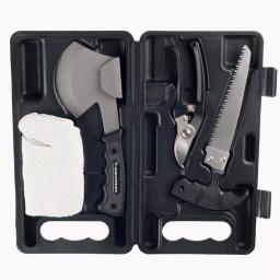 Wakeman Outdoors 4-Piece Metal Camping Tool Kit with Axe, Saw, Clippers, and Gloves thumbnail 1