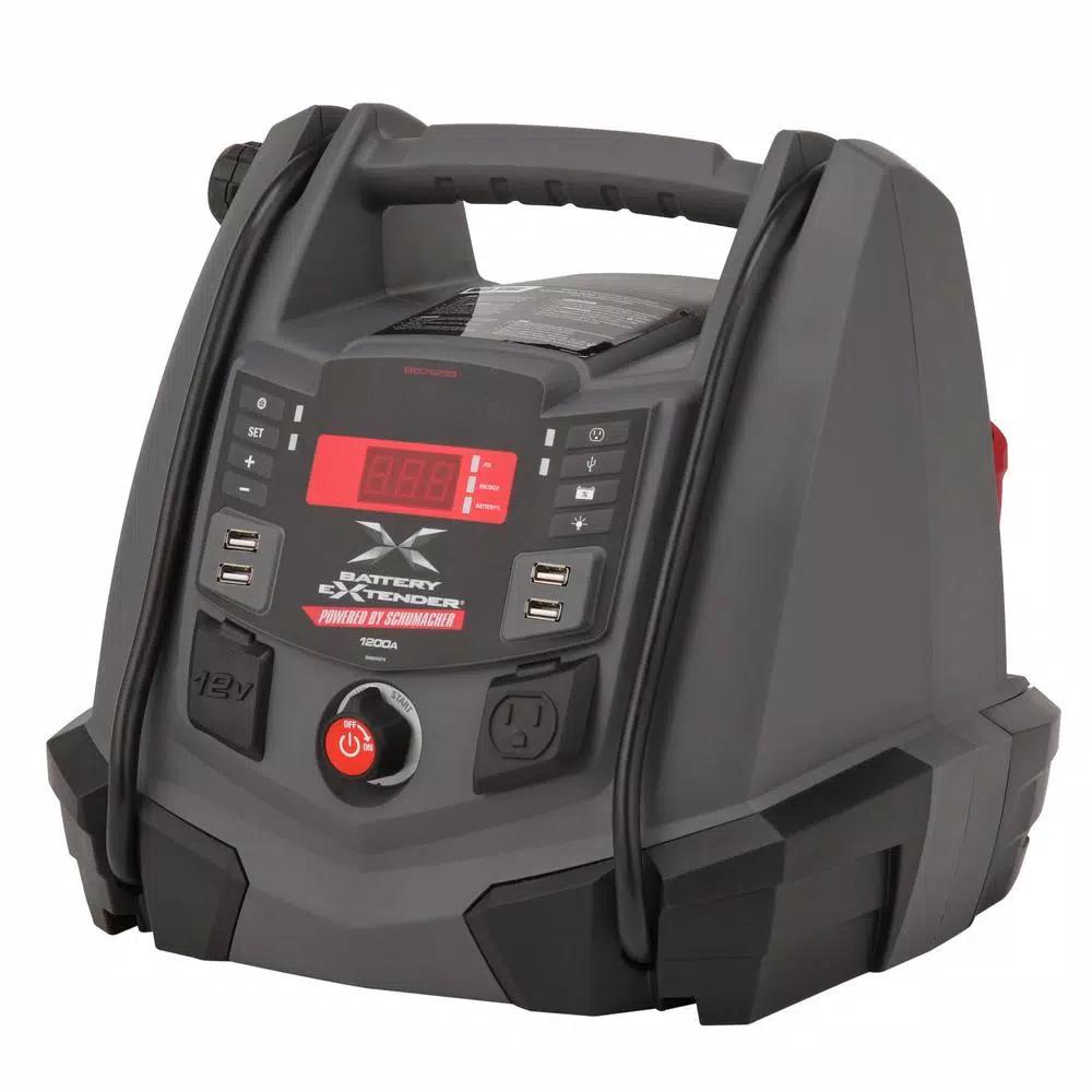 Schumacher 1200 Peak Amp Portable Battery Jump Starter with Air Compressor and Power Station