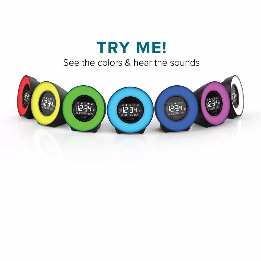 La Crosse Technology Mood Light Digital Alarm Clock with 5 Nature Sounds and USB Charging Port