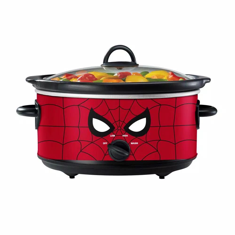 Uncanny Brands Marvel Spider-Man 7-Quart Slow Cooker, Red with Wraparound Superhero Art