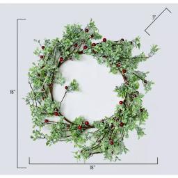 Worth Imports 18 in. Green Leaves and Red Berries Artificial Holiday Wreath thumbnail 2