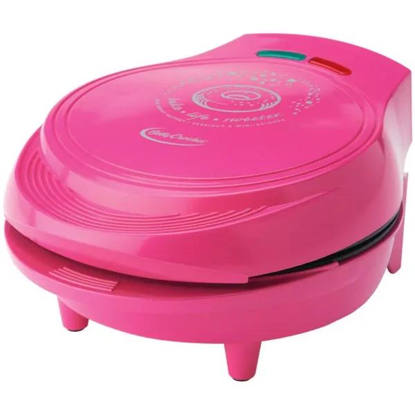 Betty Crocker Mini Donut Maker, Pink Dessert Specialty Appliance with Decorating Kit