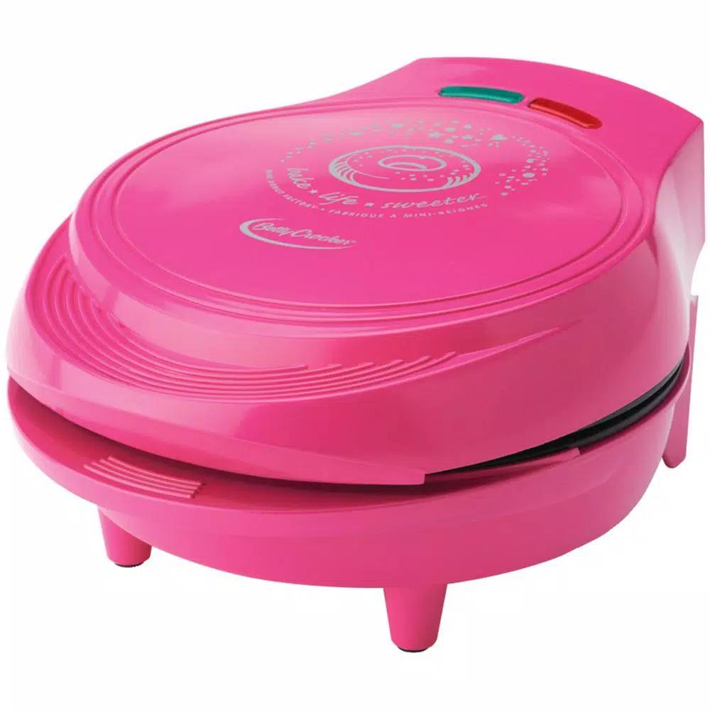 Betty Crocker Mini Donut Maker, Pink Dessert Specialty Appliance with Decorating Kit