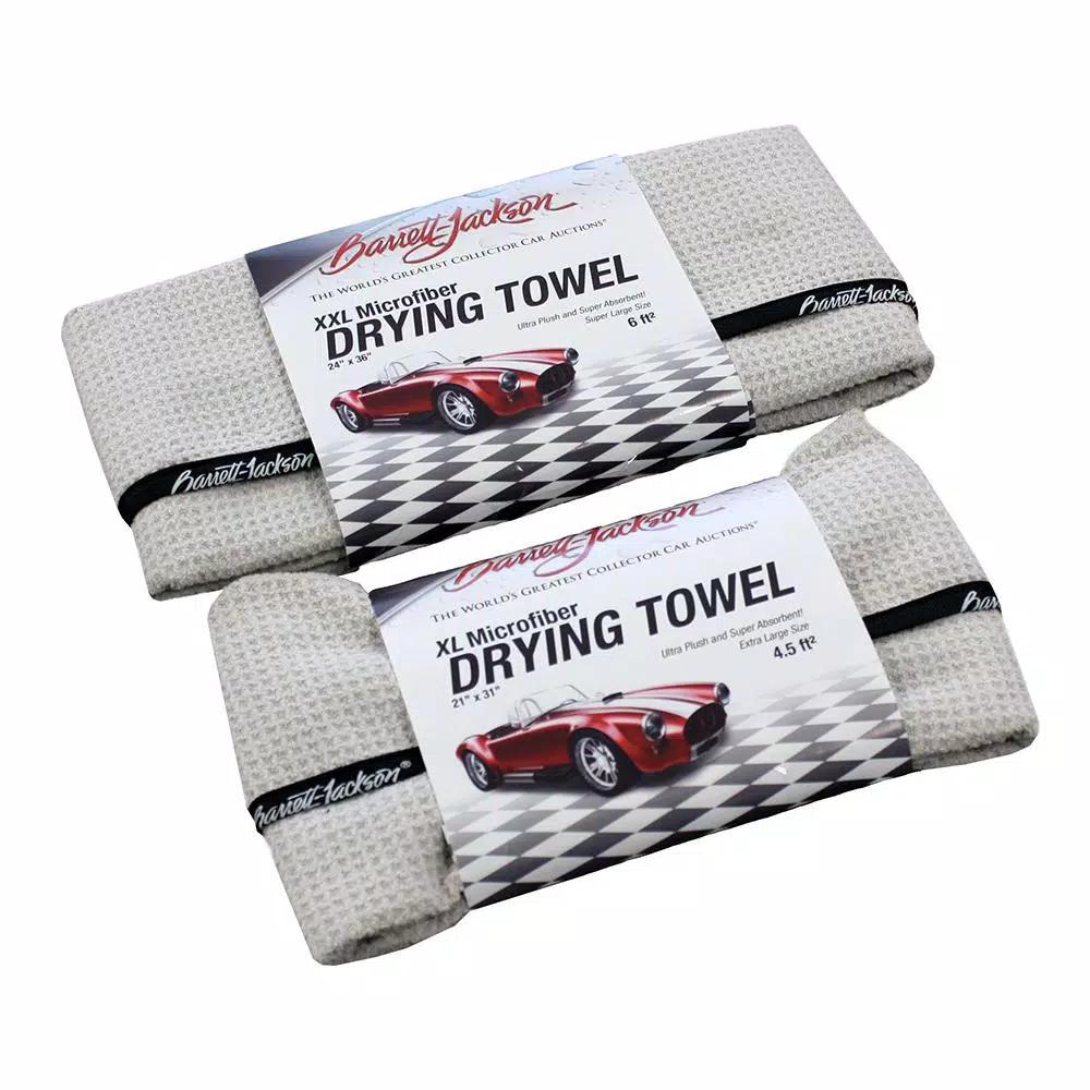 Barrett-Jackson Waffle Weave Drying Towel Kit - 2 Piece Car Care Set