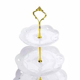MALACASA 3-Tiered White Porcelain Cupcake Tower Stand - Round Dessert & Appetizer Serving Stand thumbnail 6