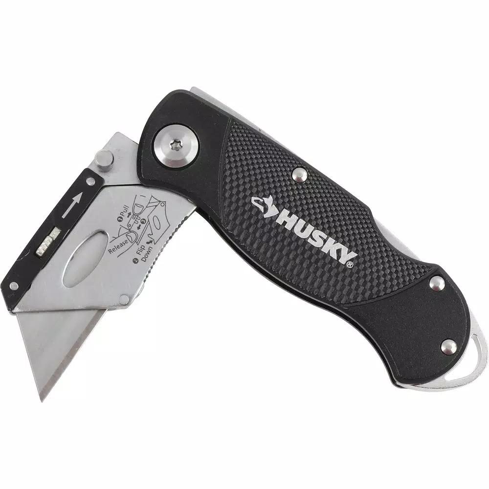 Husky 2-Piece Folding Lock-Back Utility Knife Set with 10 Blades