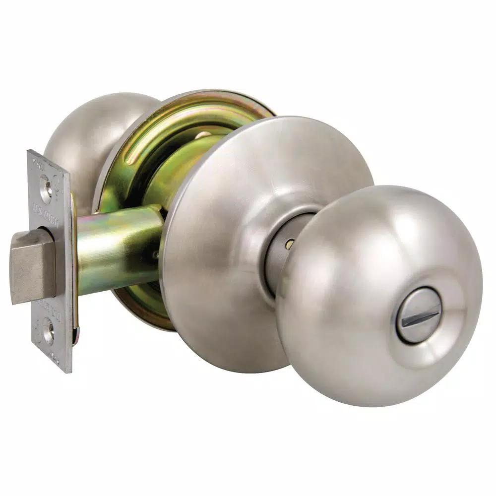 US Lock 2010 GR2 Plymouth Privacy Door Knob, US32D Brushed Stainless, 2-3/8 in. Backset